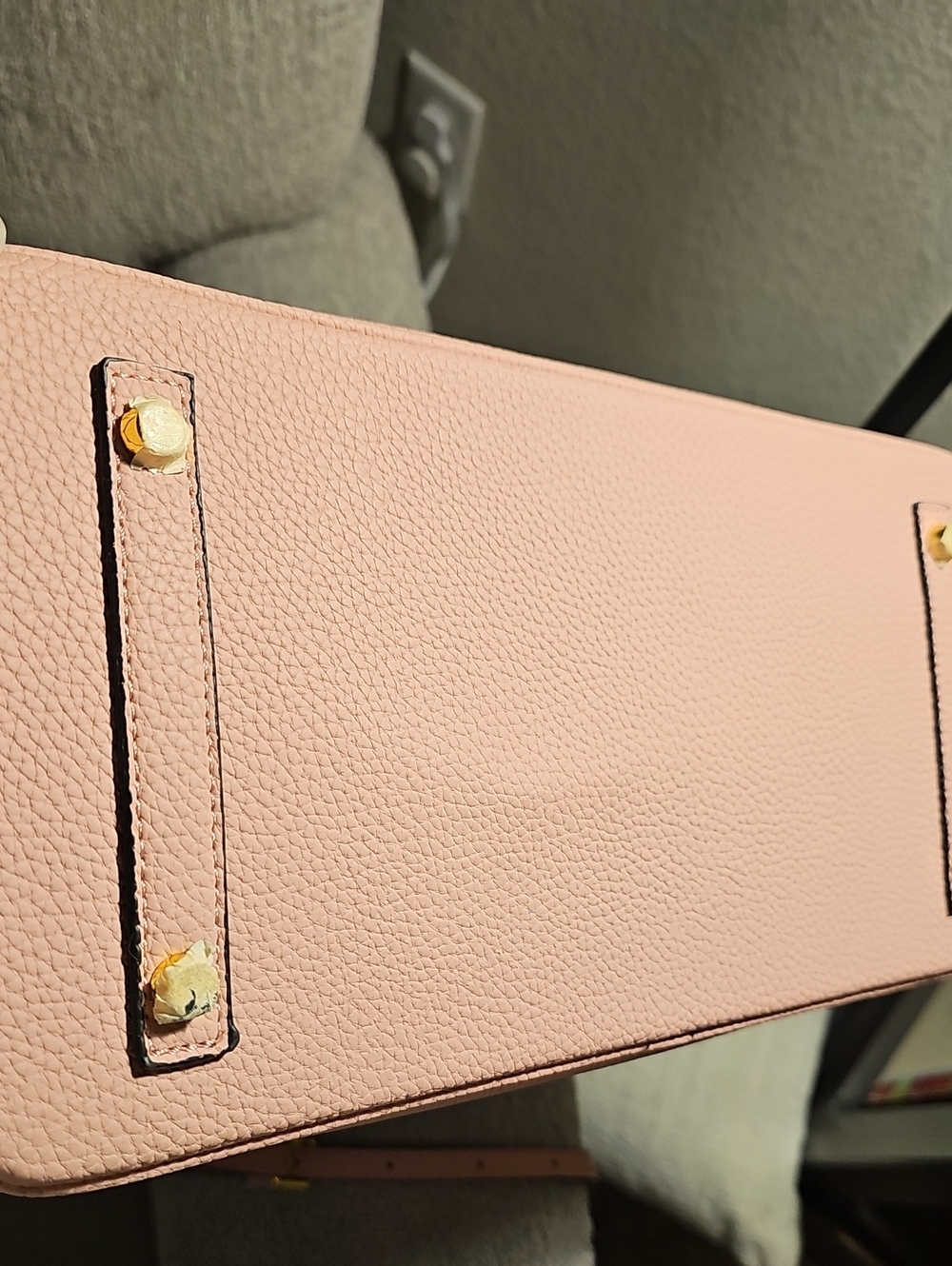 Women’s Pink Leather Tote Wirkin Handbag with Gold Hardware And Ornament - Picture 15 of 15